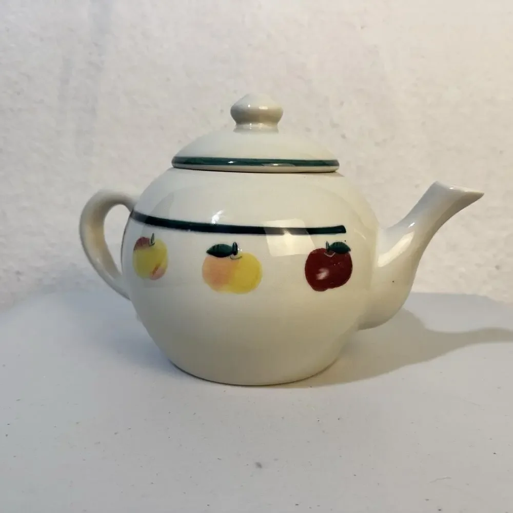 VTG Hartstone Pottery USA Ceramic Golden Delicious Apple Stoneware Tea Pot 6-Cup